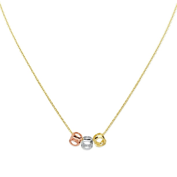 Wellingsale 14k 3 Tri Color White Yellow and Rose Gold I Love You Pendant Size : 20 x 15 mm 